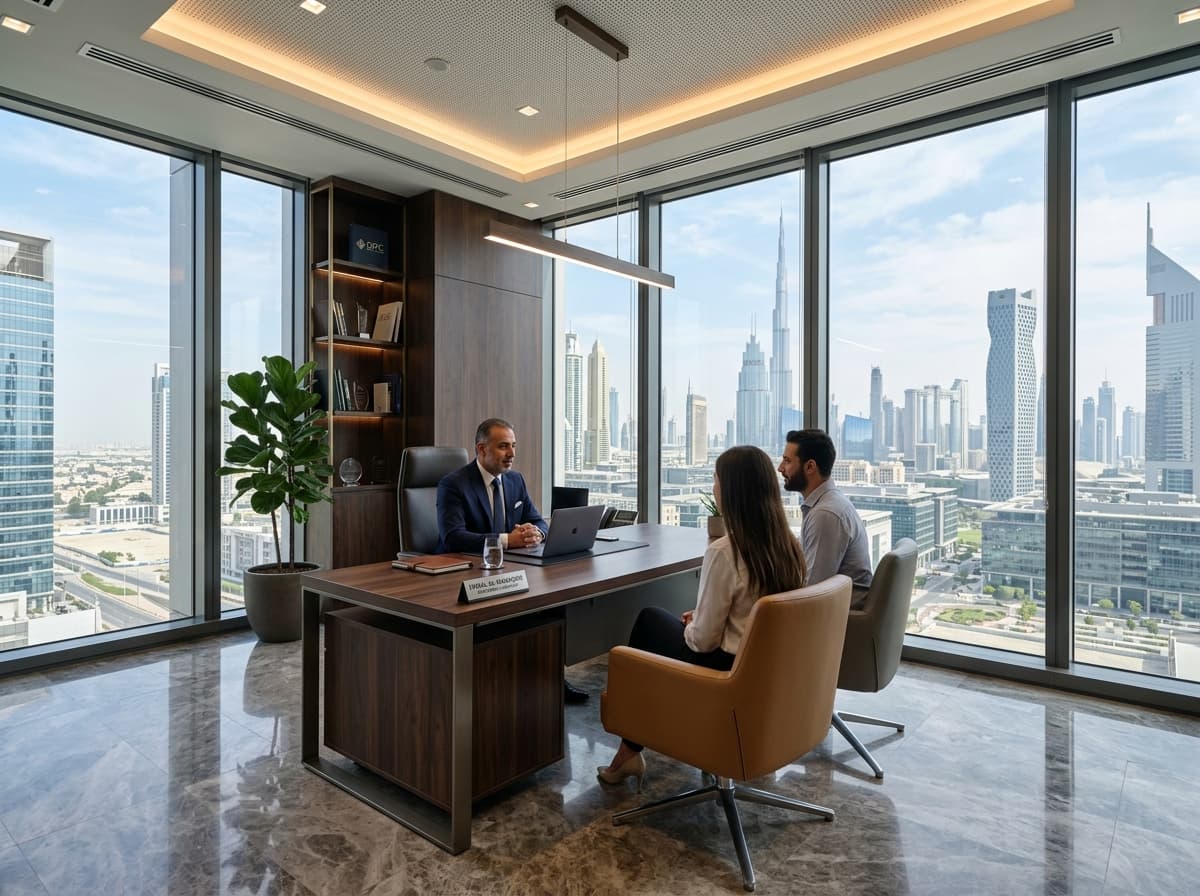 Whiteworth Advisors DIFC office suite overlooking the Dubai skyline
